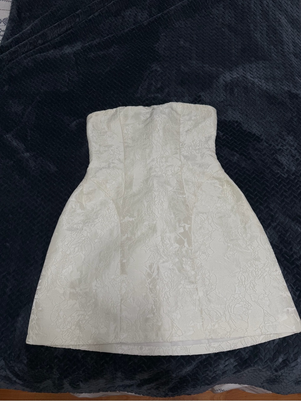 Princess Polly Strapless White Jacquard Mini Dress
